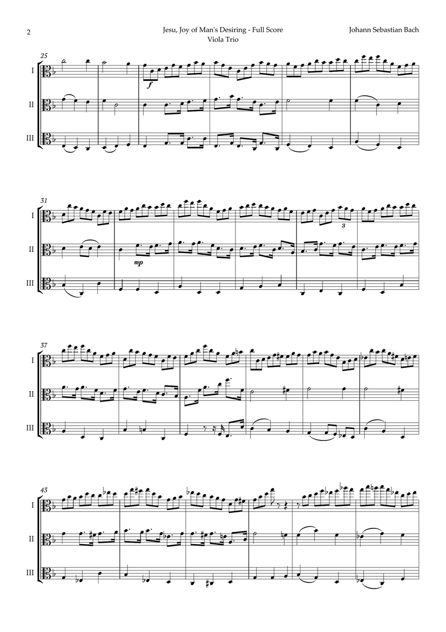 Jesu, Joy of Man's Desiring by Bach for Viola Trio String Trio scores gallery preview page 2