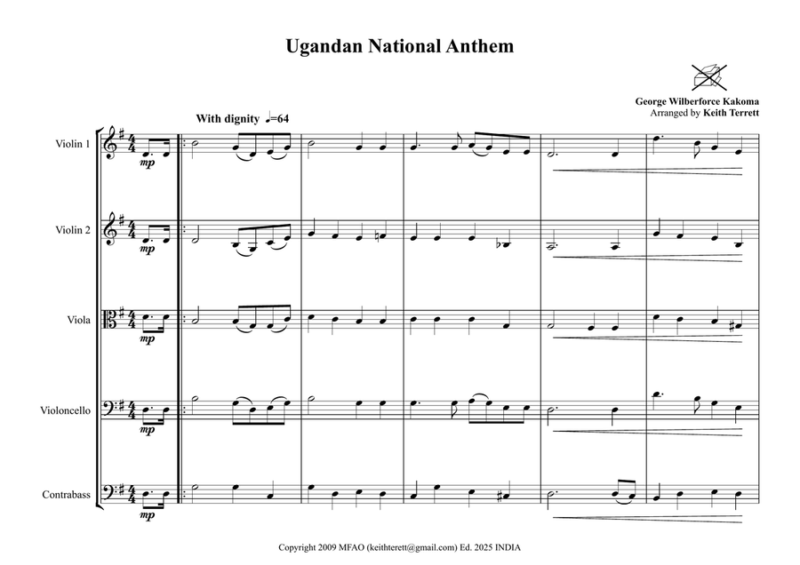Ugandan National Anthem for String Orchestra String Orchestra scores gallery preview page 2