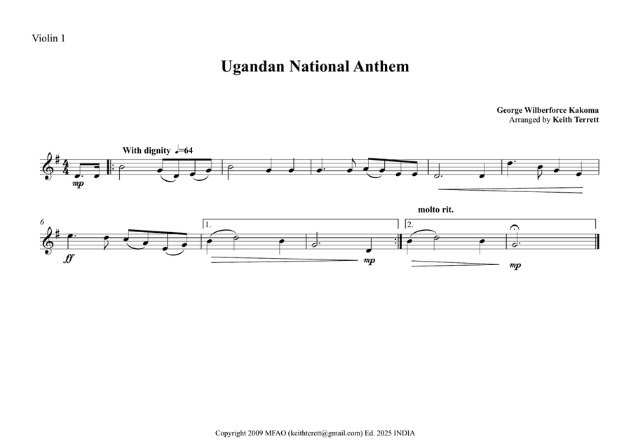 Ugandan National Anthem for String Orchestra String Orchestra scores gallery preview page 4