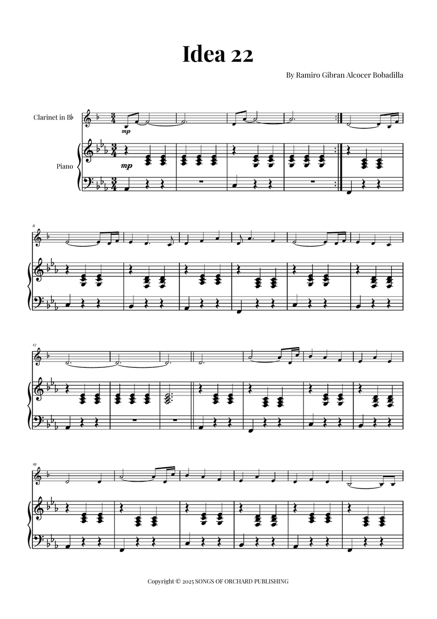 Idea 22 B-Flat Clarinet scores gallery preview page 1
