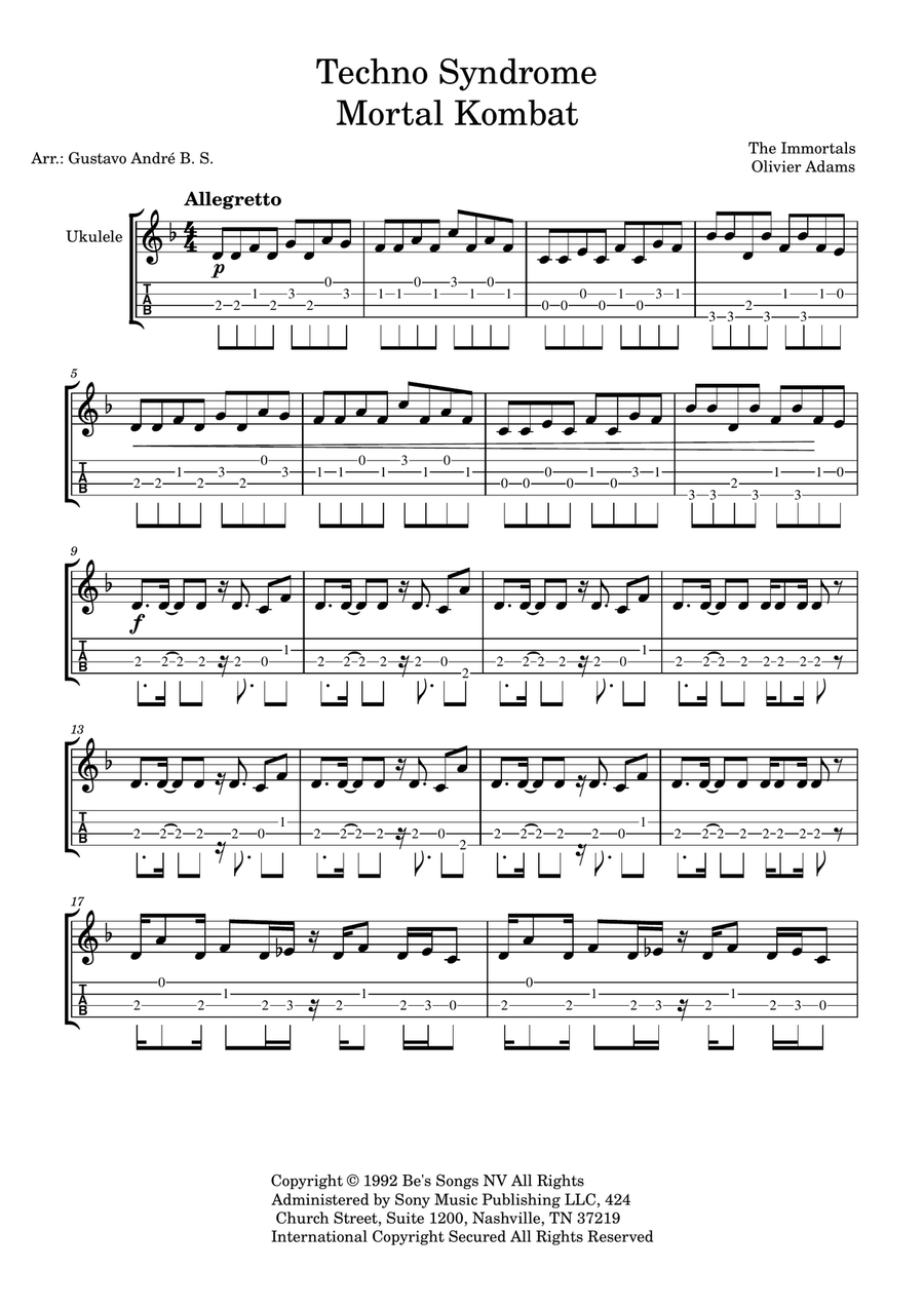 Techno Syndrome Techno Syndrome Ukulele scores gallery preview page 1