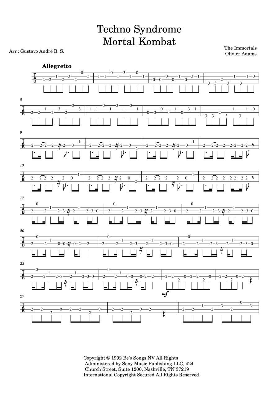 Techno Syndrome Techno Syndrome Ukulele scores gallery preview page 1