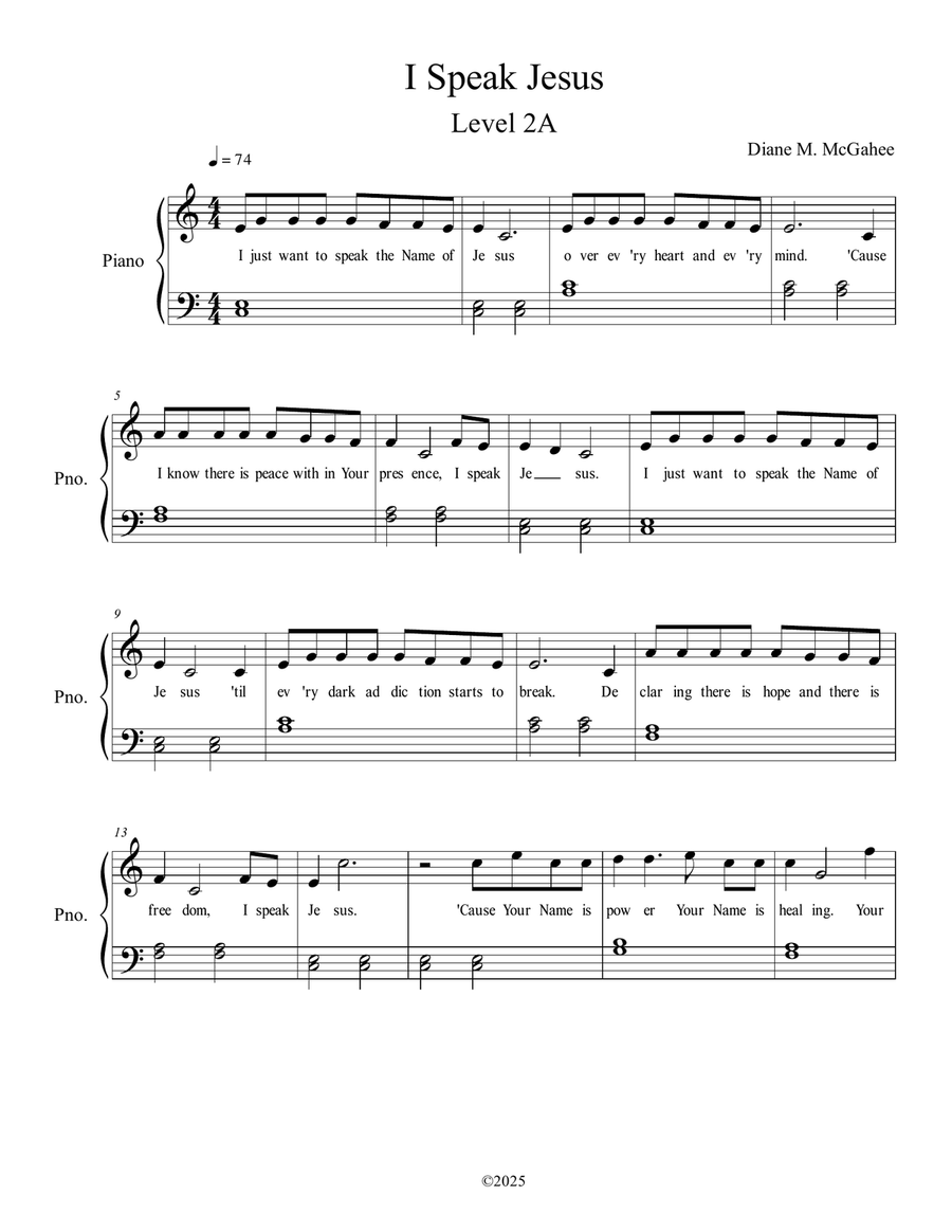 I Speak Jesus I Speak Jesus Piano Method scores gallery preview page 1