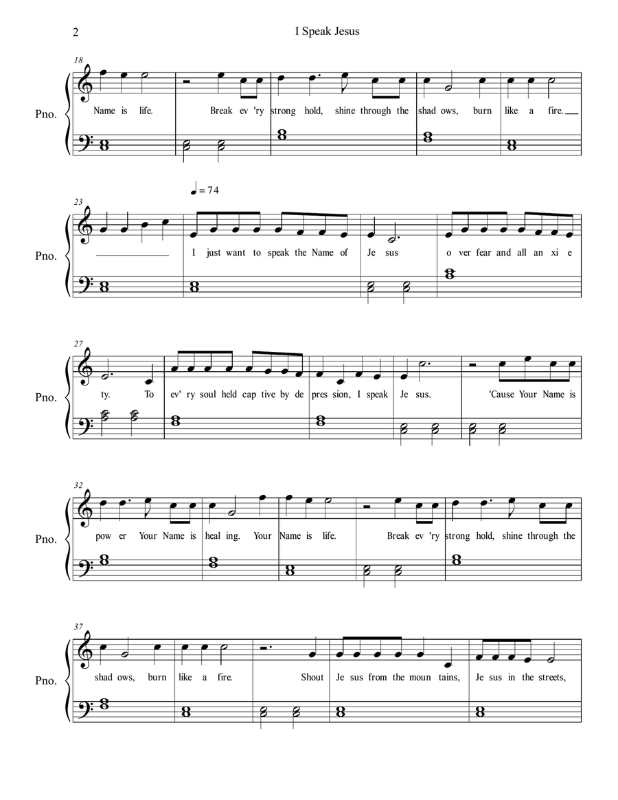 I Speak Jesus I Speak Jesus Piano Method scores gallery preview page 2