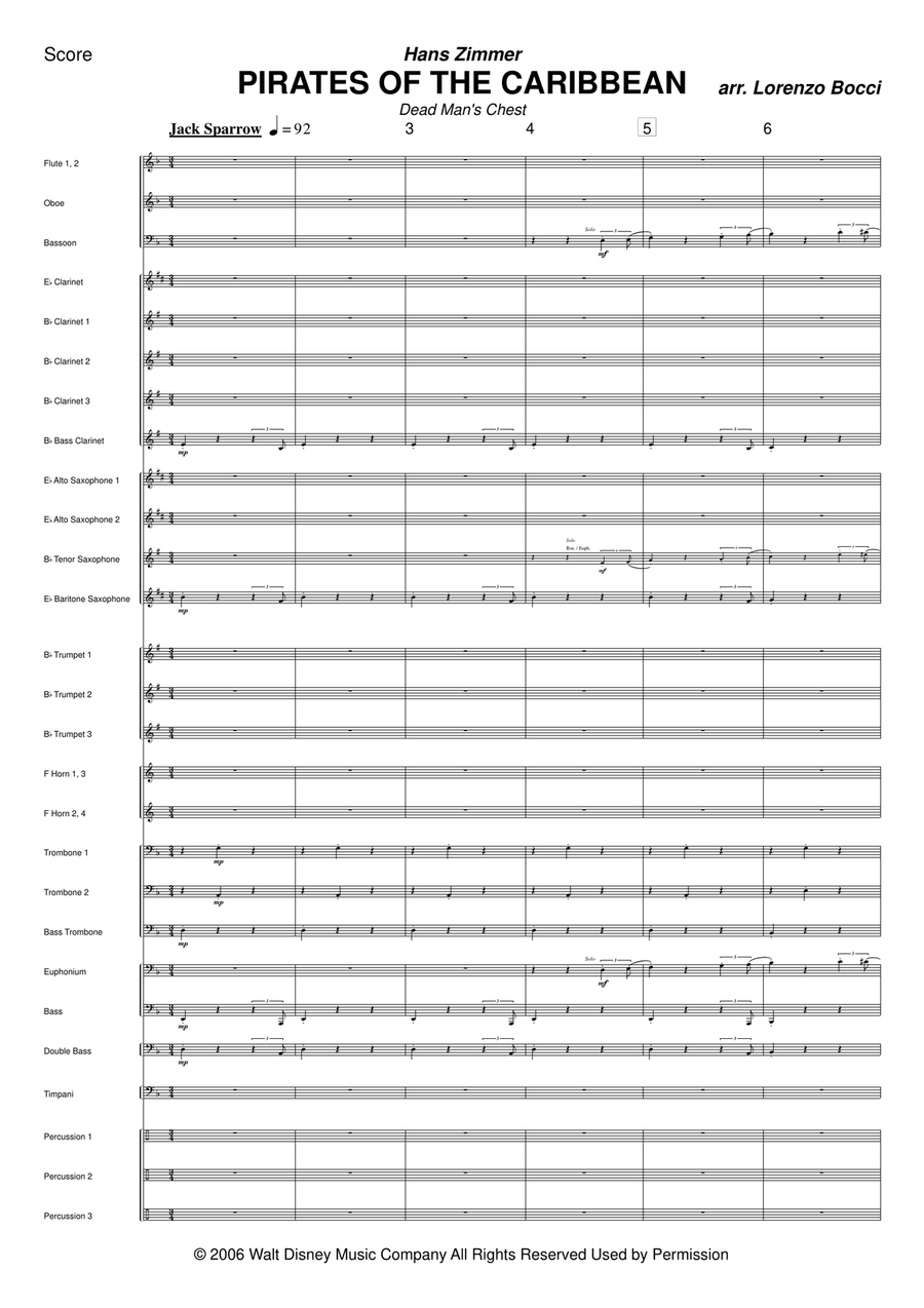 Medley: Jack Sparrow with The Kraken, Davy Jones, I've Got My Eye On You, and Wheel Of Fortune Concert Band scores gallery preview page 3