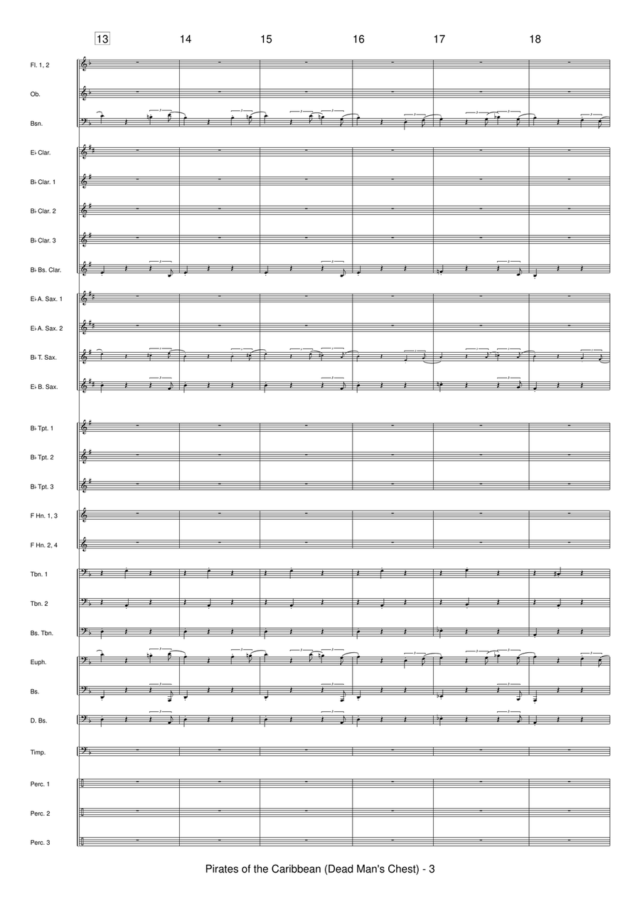 Medley: Jack Sparrow with The Kraken, Davy Jones, I've Got My Eye On You, and Wheel Of Fortune Concert Band scores gallery preview page 5