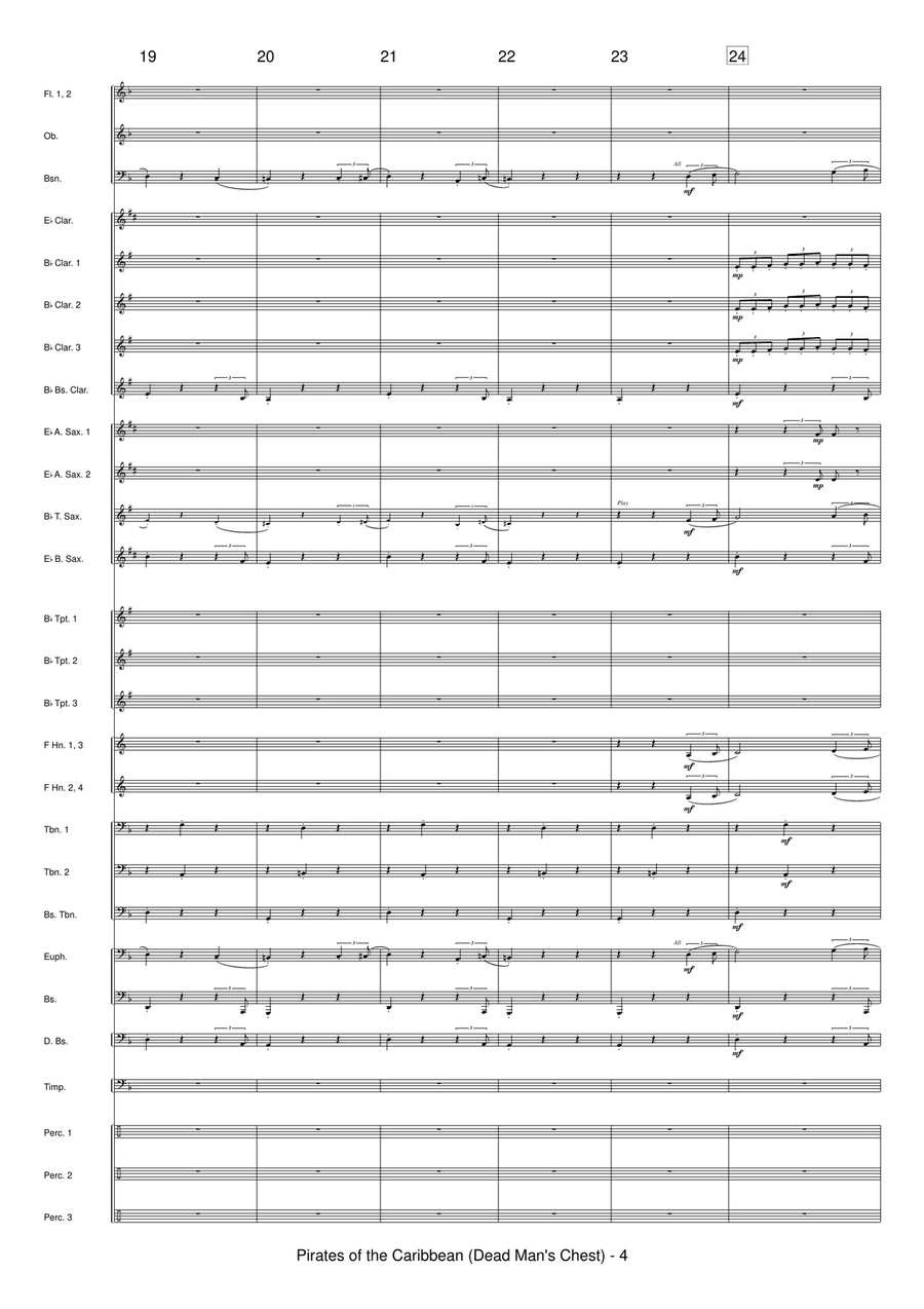 Medley: Jack Sparrow with The Kraken, Davy Jones, I've Got My Eye On You, and Wheel Of Fortune Concert Band scores gallery preview page 6