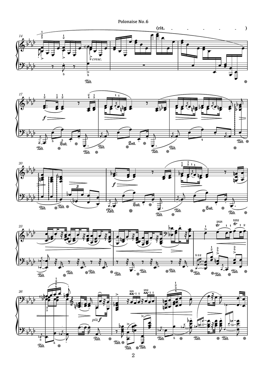 Polonaise No.6 As-Dur - For the left hand alone - Polonaise Heroic - Op.53 - Op.5 Piano Solo scores gallery preview page 2