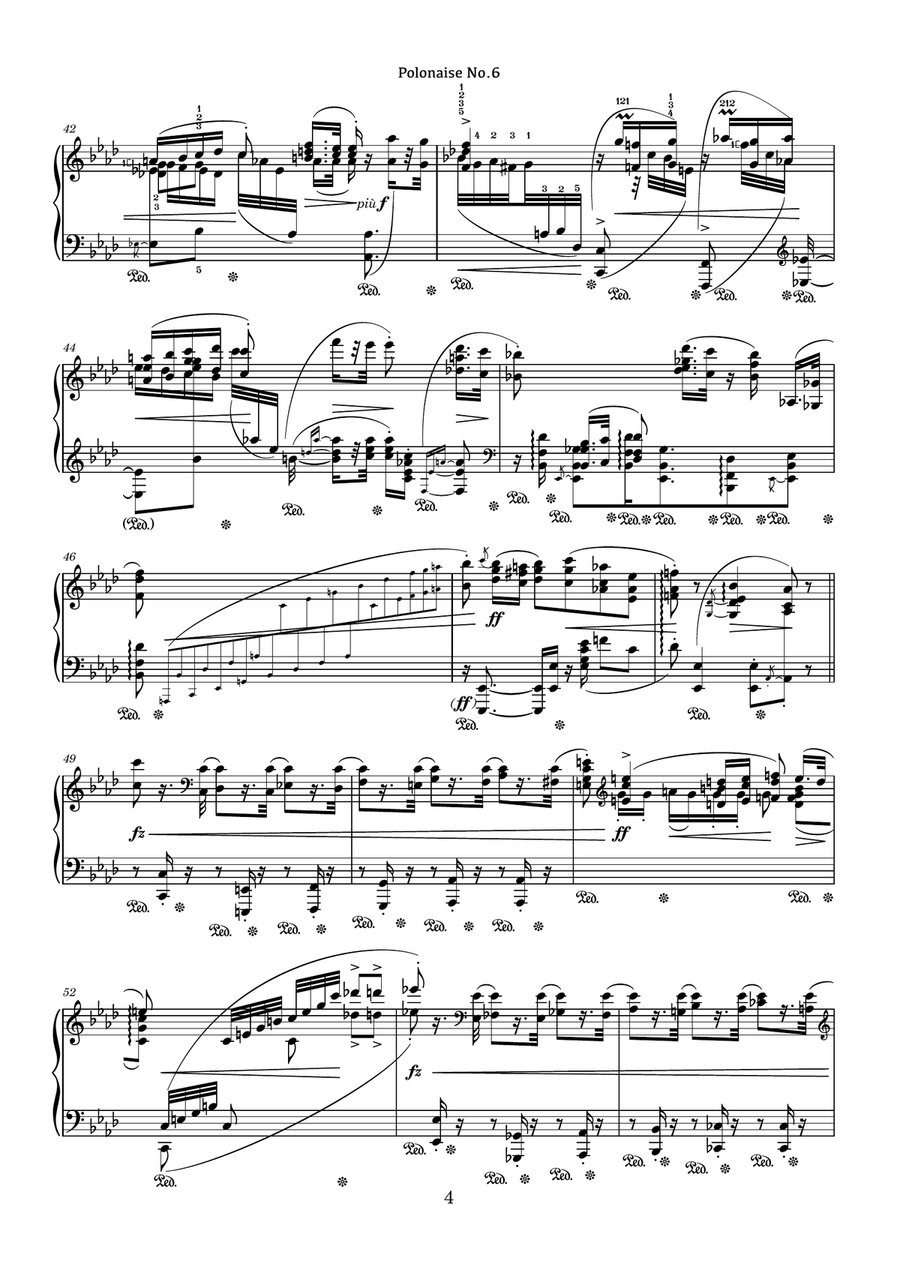 Polonaise No.6 As-Dur - For the left hand alone - Polonaise Heroic - Op.53 - Op.5 Piano Solo scores gallery preview page 4