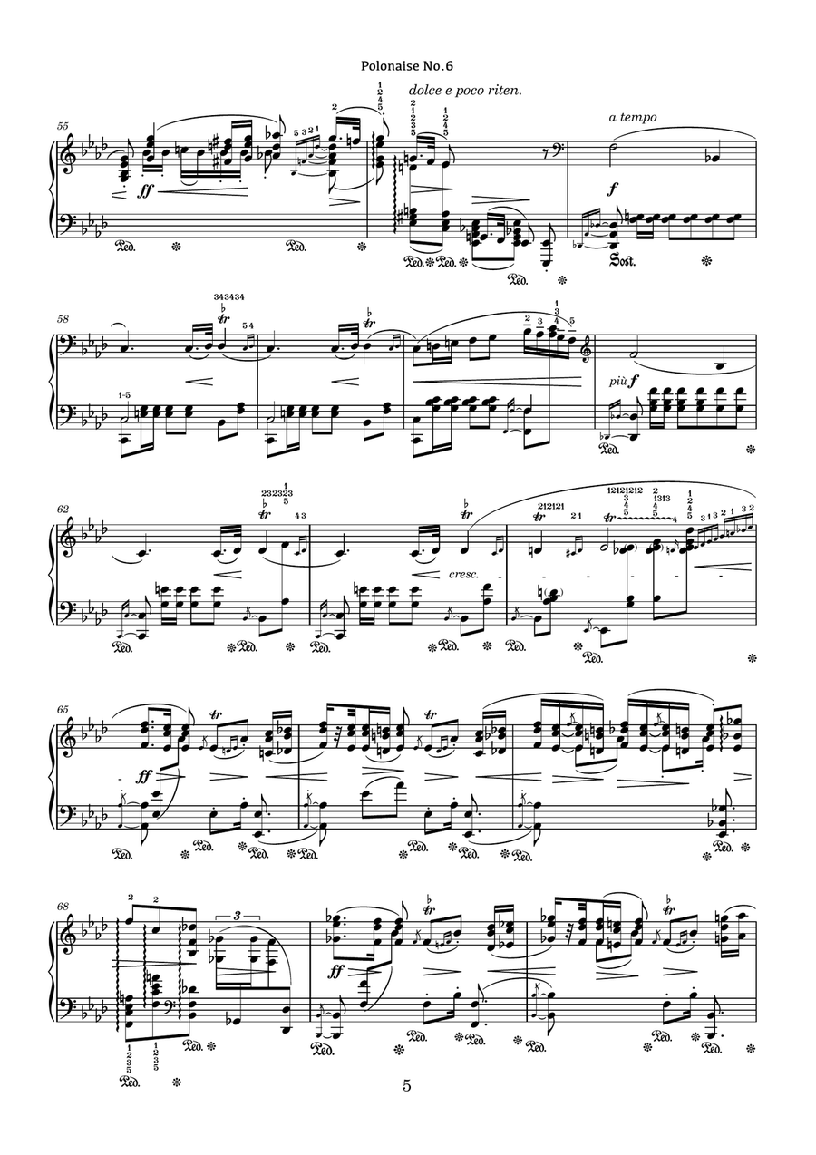 Polonaise No.6 As-Dur - For the left hand alone - Polonaise Heroic - Op.53 - Op.5 Piano Solo scores gallery preview page 5