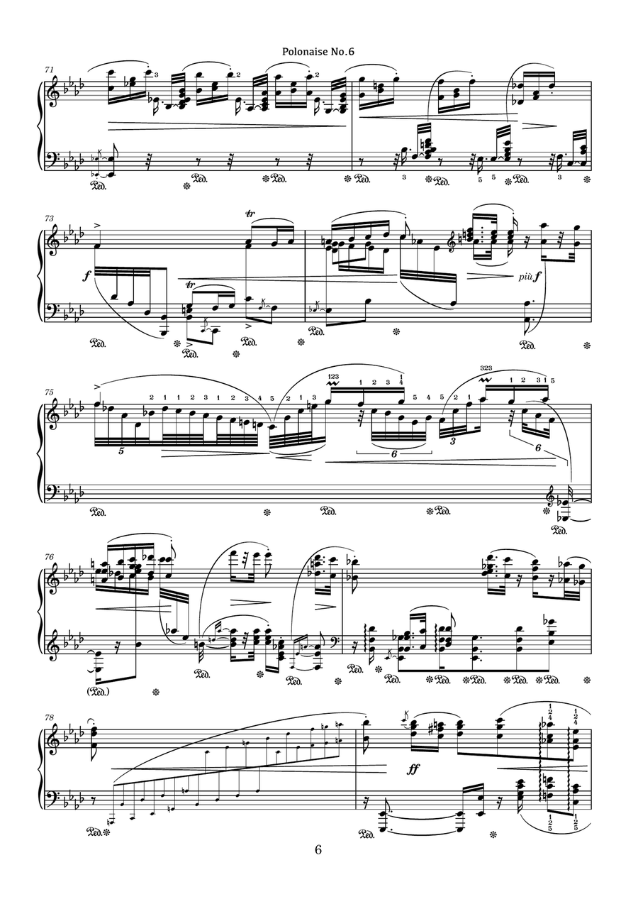 Polonaise No.6 As-Dur - For the left hand alone - Polonaise Heroic - Op.53 - Op.5 Piano Solo scores gallery preview page 6
