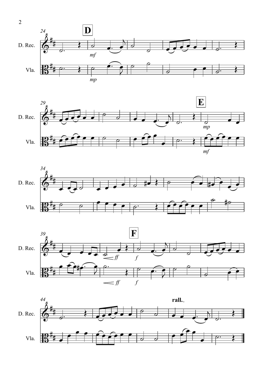 Thine Be The Glory for Descant Recorder and Viola Duet by George Frideric Handel Soprano Recorder - Digital Sheet Music page 2