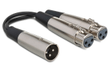 Y Cable, Dual XLR3F to XLR3M, 6 in.