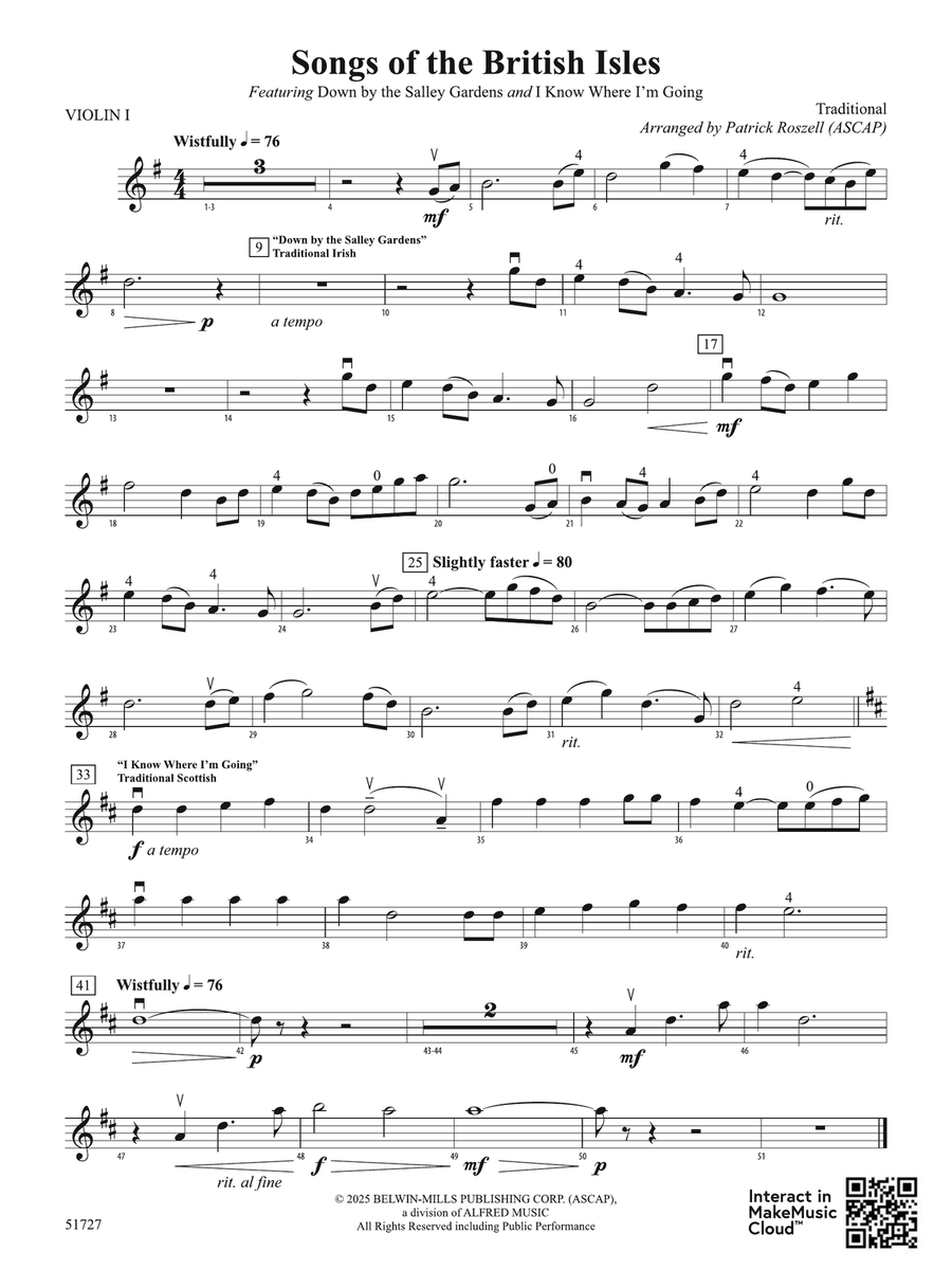 Songs of the British Isles: 1st Violin Violin scores gallery preview page 1