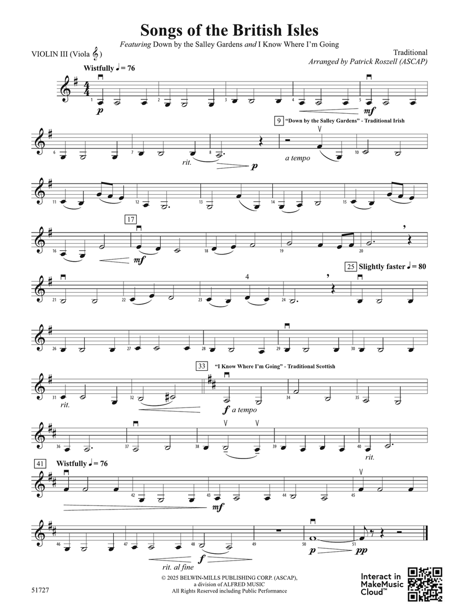 Songs of the British Isles: 3rd Violin (Viola [TC]) Viola scores gallery preview page 1