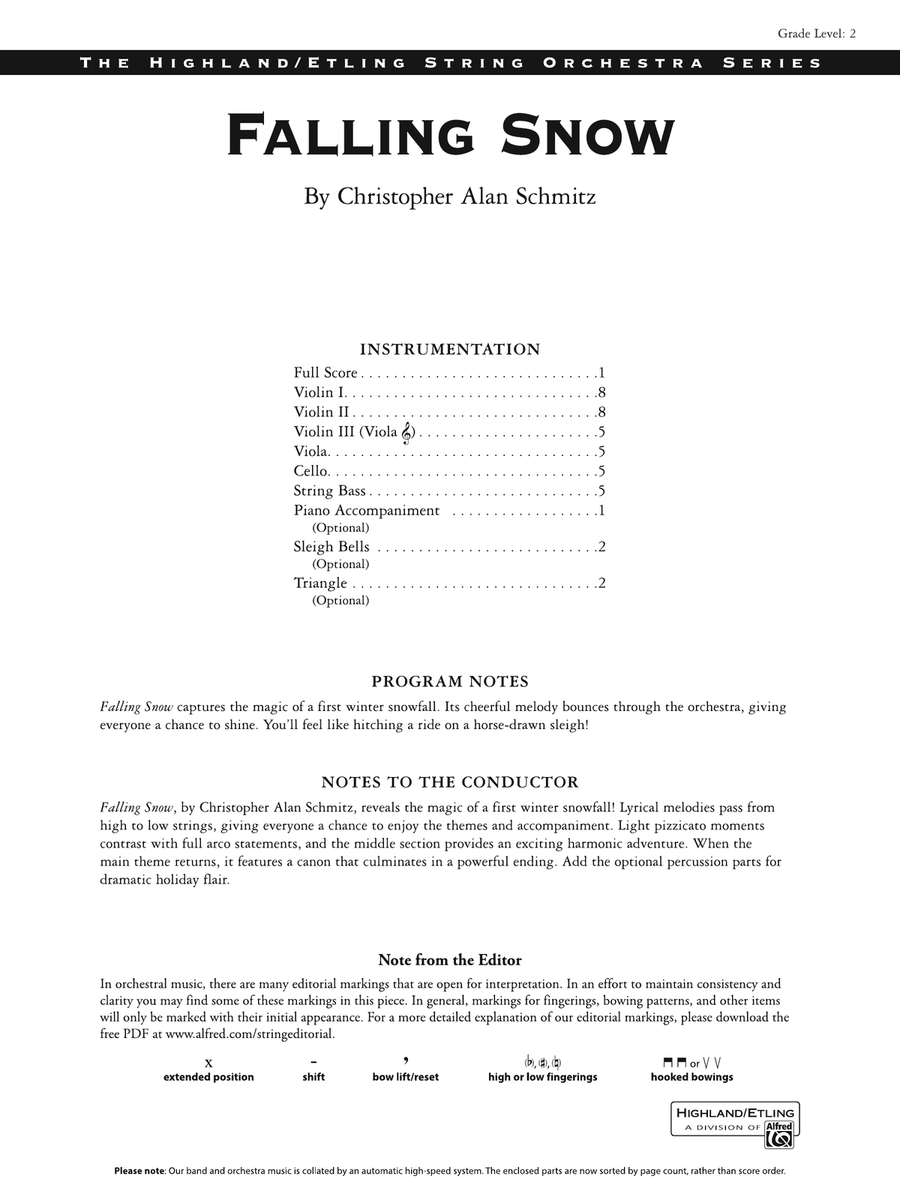 Falling Snow: Score Falling Snow: Score String Orchestra scores gallery preview page 1