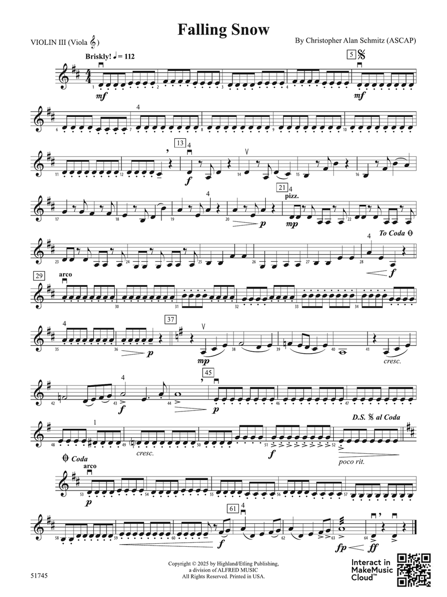 Falling Snow: 3rd Violin (Viola [TC]) Viola scores gallery preview page 1