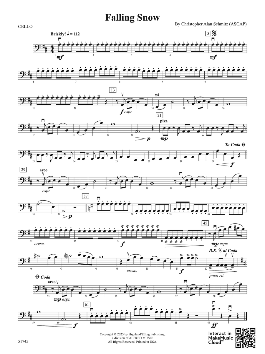 Falling Snow: Cello Falling Snow: Cello Part scores gallery preview page 1