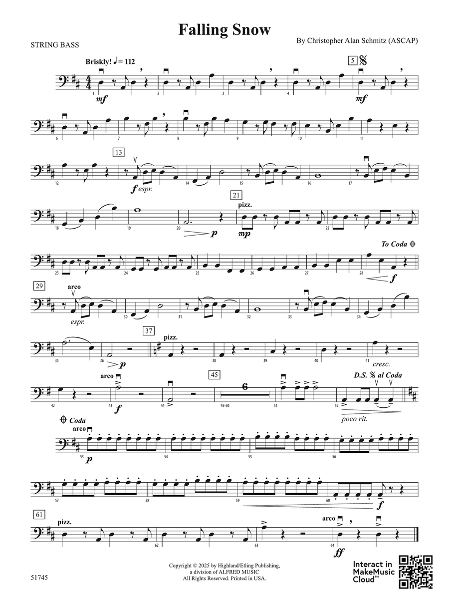 Falling Snow: String Bass Double Bass scores gallery preview page 1