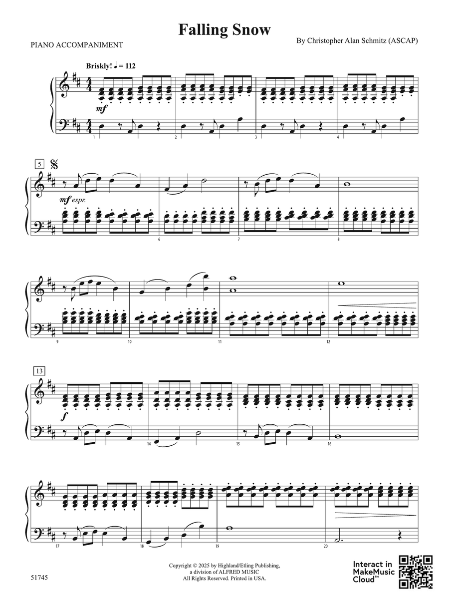 Falling Snow: Piano Accompaniment Piano Accompaniment scores gallery preview page 1