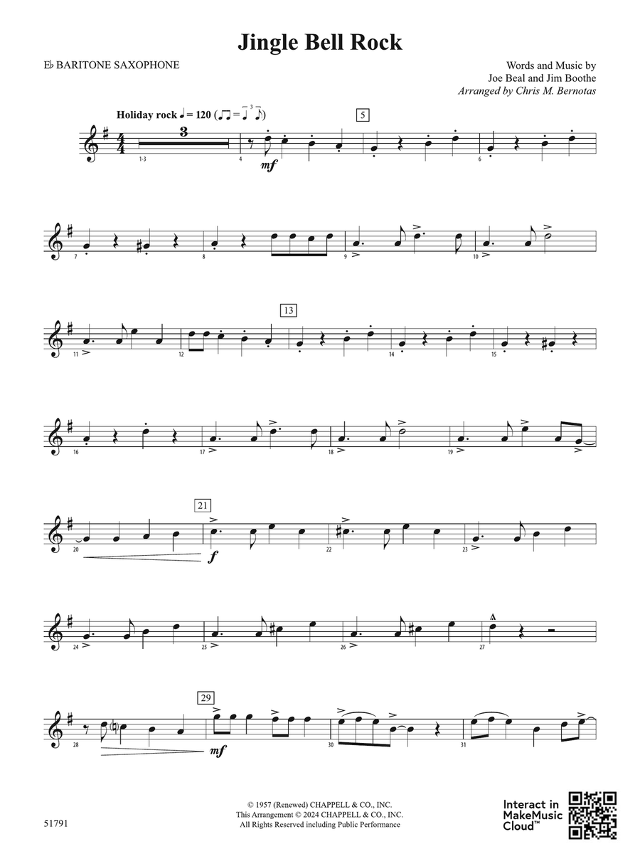 Jingle Bell Rock: E-flat Baritone Saxophone Baritone Saxophone scores gallery preview page 1