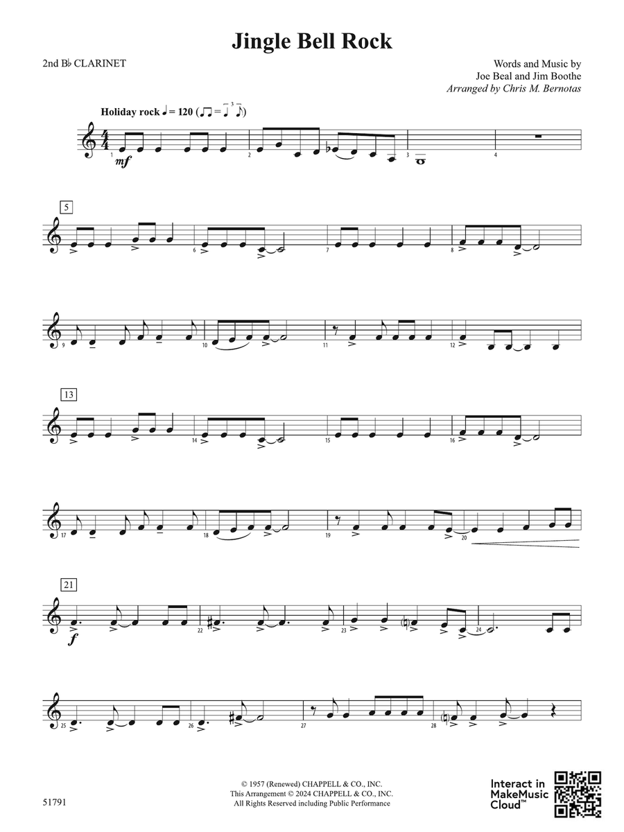 Jingle Bell Rock: 2nd B-flat Clarinet B-Flat Clarinet scores gallery preview page 1