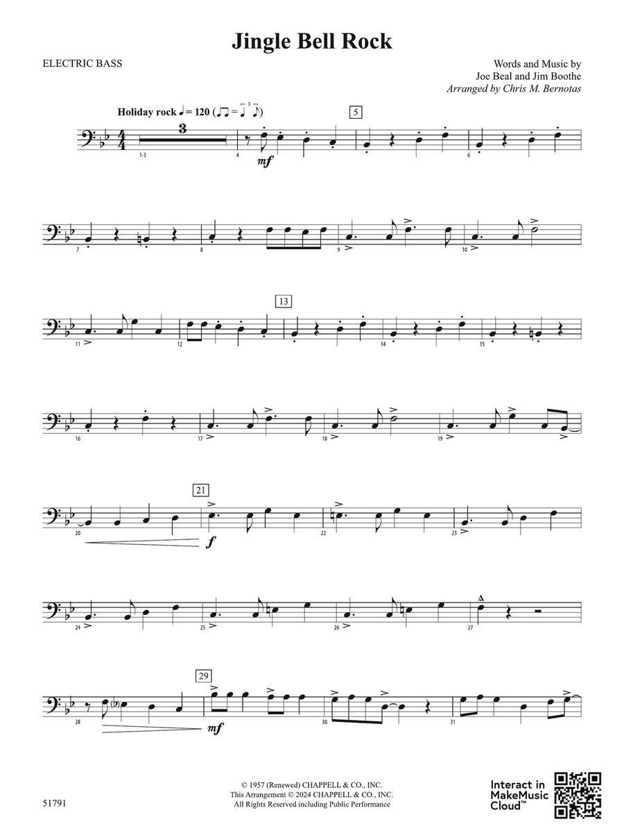 Jingle Bell Rock: Electric Bass Bass Guitar scores gallery preview page 1