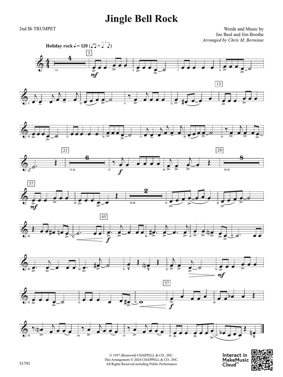 Jingle Bell Rock: 2nd B-flat Trumpet B-Flat Trumpet scores gallery preview page 1