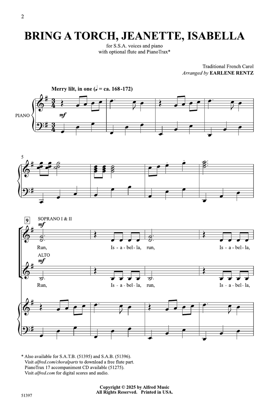 Bring a Torch, Jeanette, Isabella Choir scores gallery preview page 1