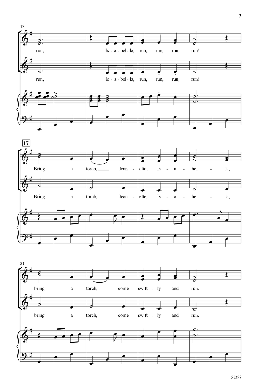 Bring a Torch, Jeanette, Isabella Choir scores gallery preview page 2