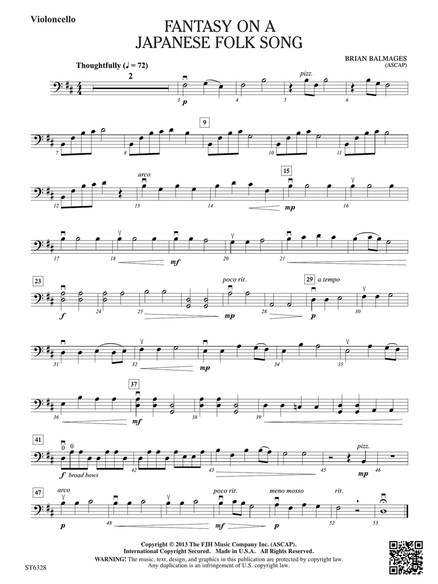 Fantasy on a Japanese Folk Song: Violoncello Part scores gallery preview page 1
