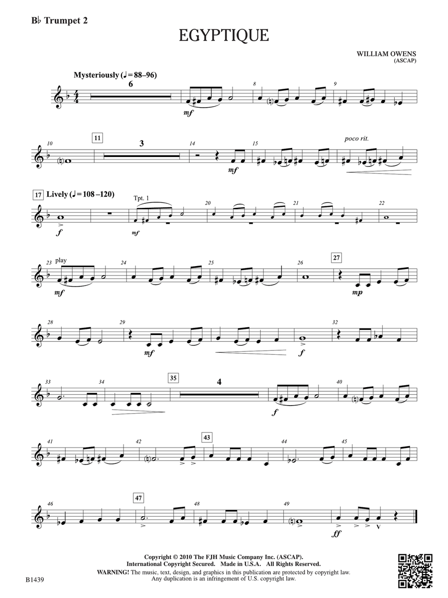 Egyptique: B-flat Trumpet 2 B-Flat Trumpet scores gallery preview page 1