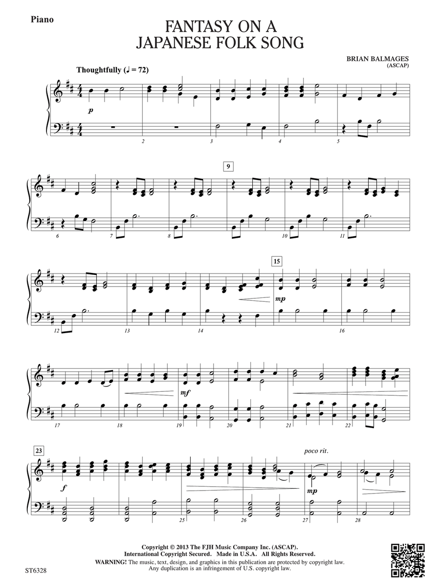 Fantasy on a Japanese Folk Song: Piano Piano Solo scores gallery preview page 1