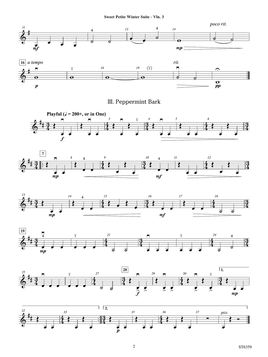 Sweet Petite Winter Suite: Violin 3 (Viola T.C.) Viola scores gallery preview page 2
