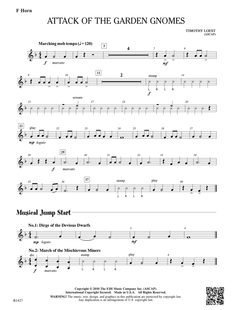 Attack of the Garden Gnomes: F Horn Horn scores gallery preview page 1