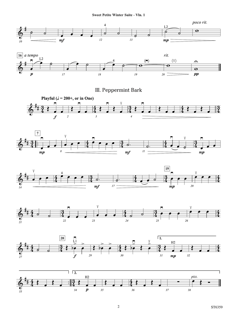 Sweet Petite Winter Suite: Violin 1 Violin scores gallery preview page 2