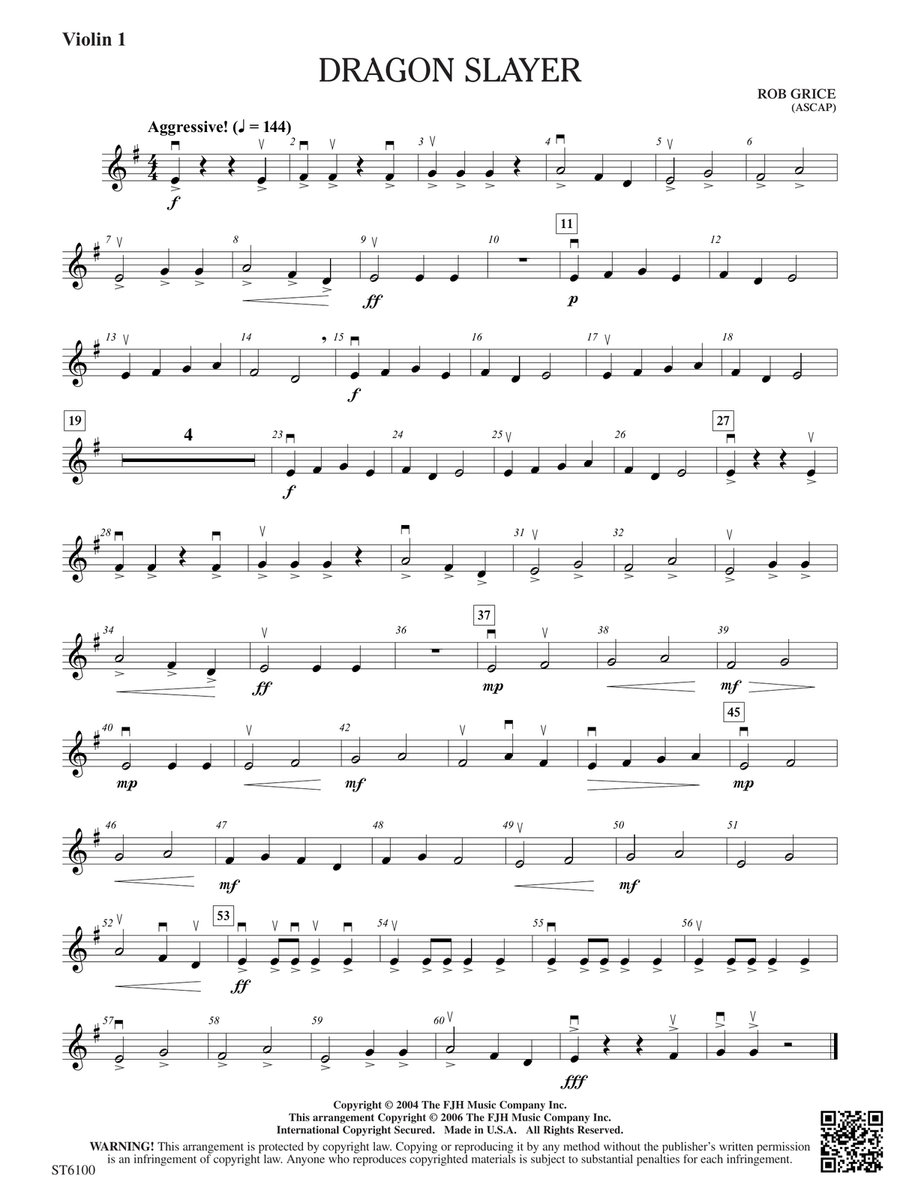 Dragon Slayer: Violin 1 Dragon Slayer: Violin 1 Violin scores gallery preview page 1