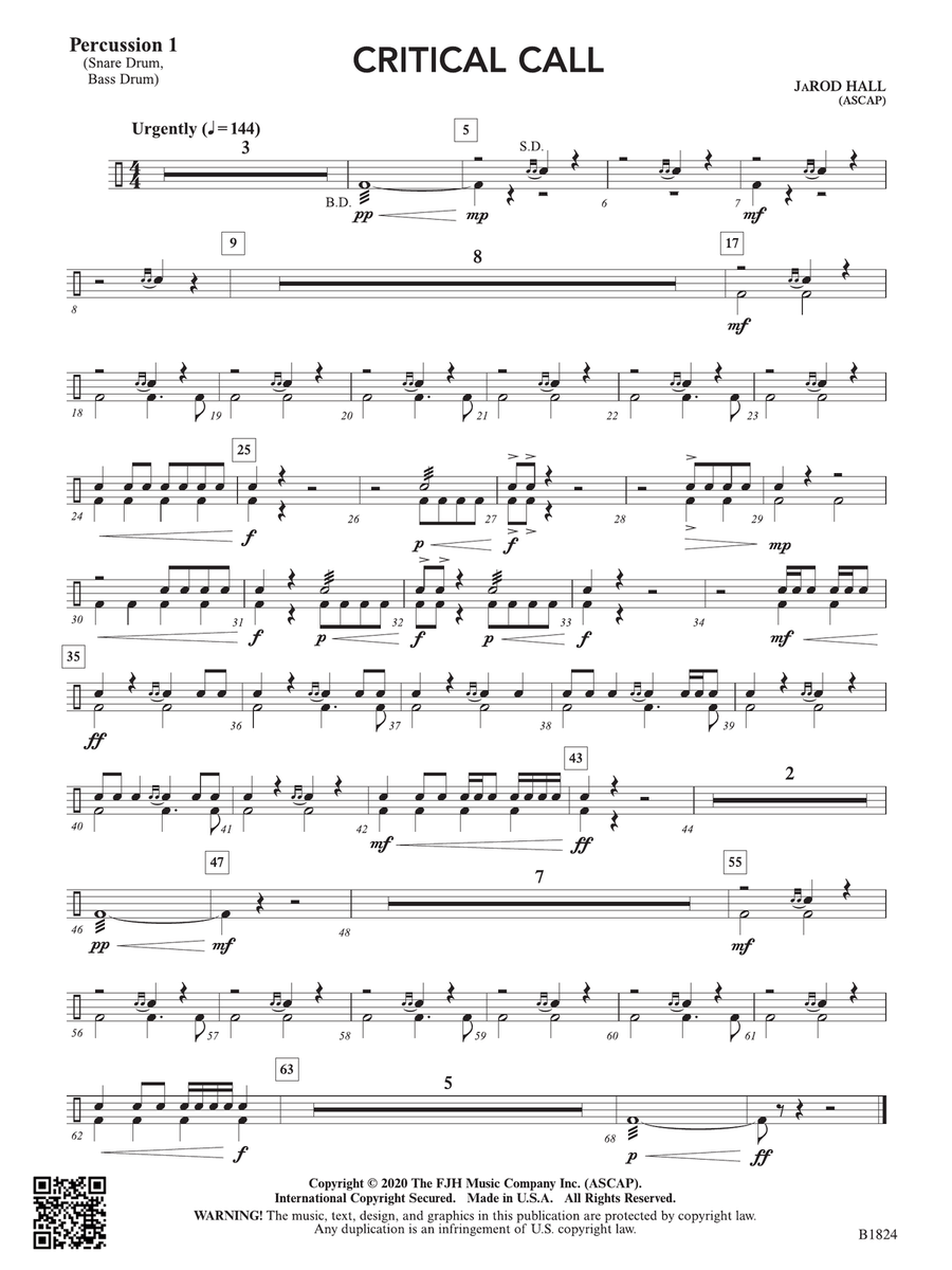 Critical Call: Percussion 1 Percussion scores gallery preview page 1