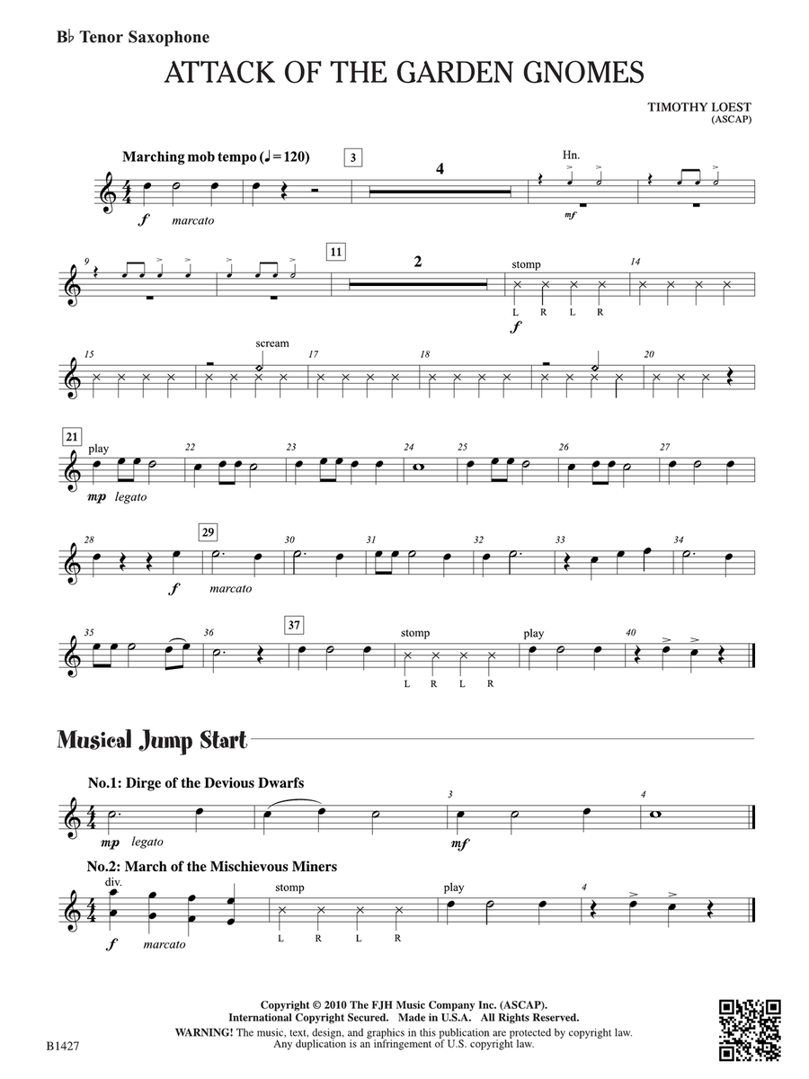 Attack of the Garden Gnomes: B-flat Tenor Saxophone Tenor Saxophone scores gallery preview page 1