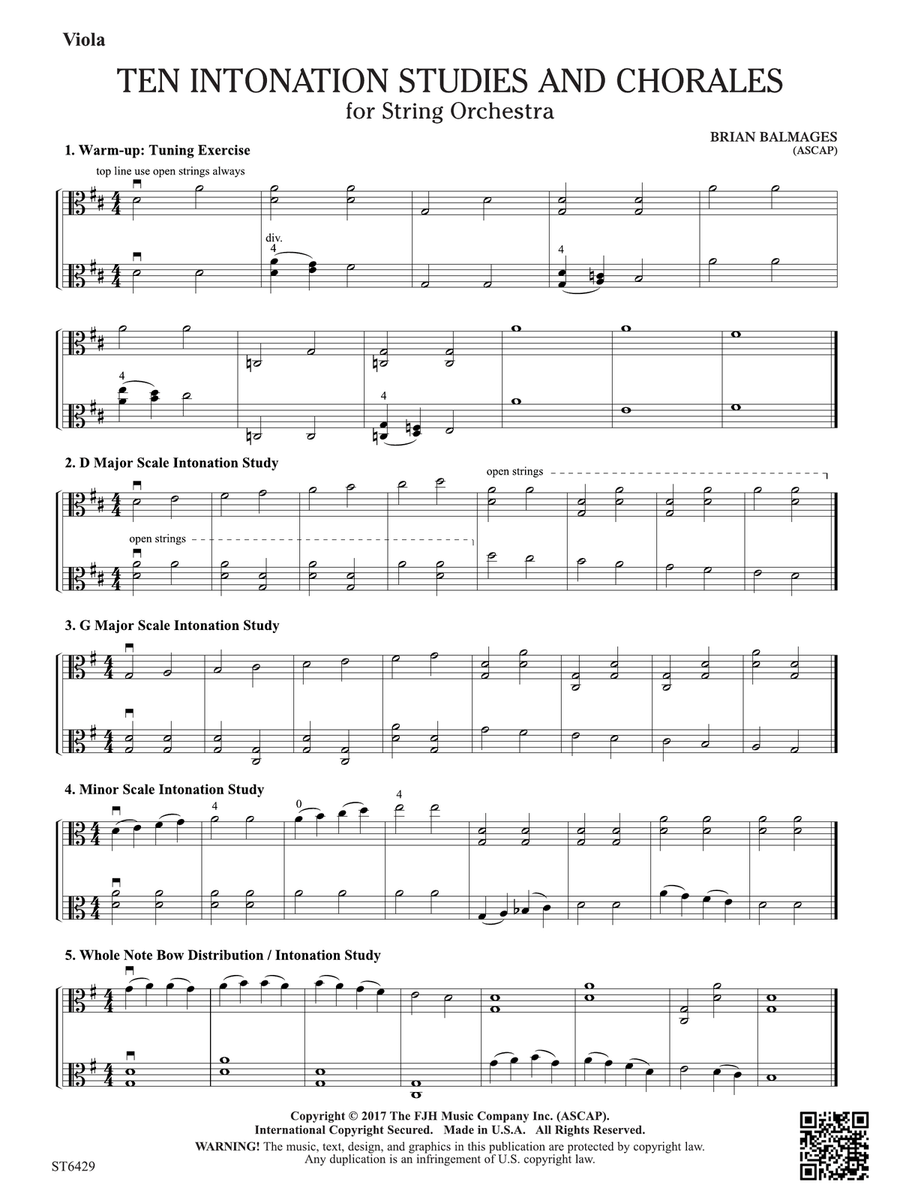 10 Intonation Studies and Chorales: Viola Viola scores gallery preview page 1