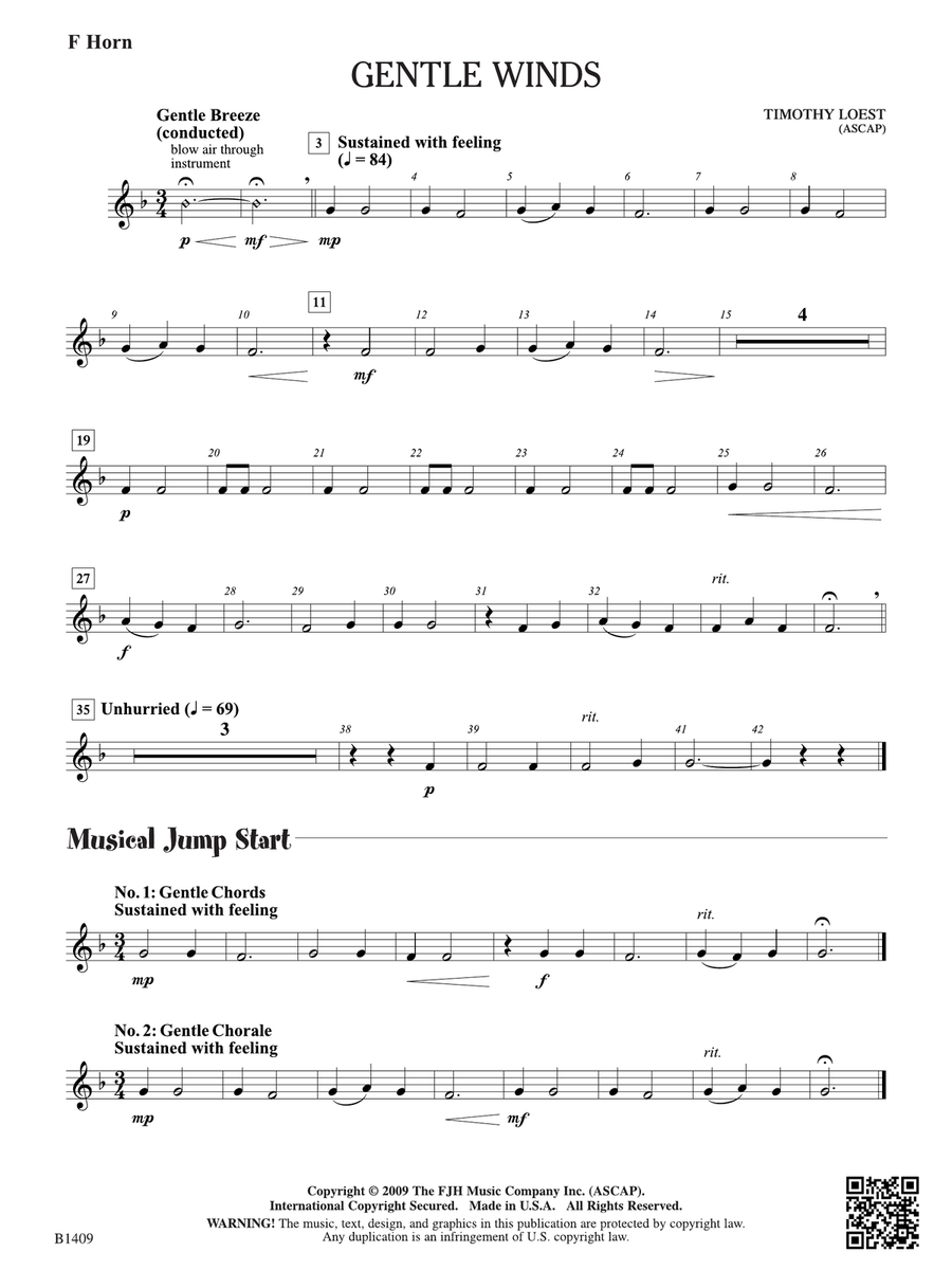 Gentle Winds: F Horn Gentle Winds: F Horn Horn scores gallery preview page 1