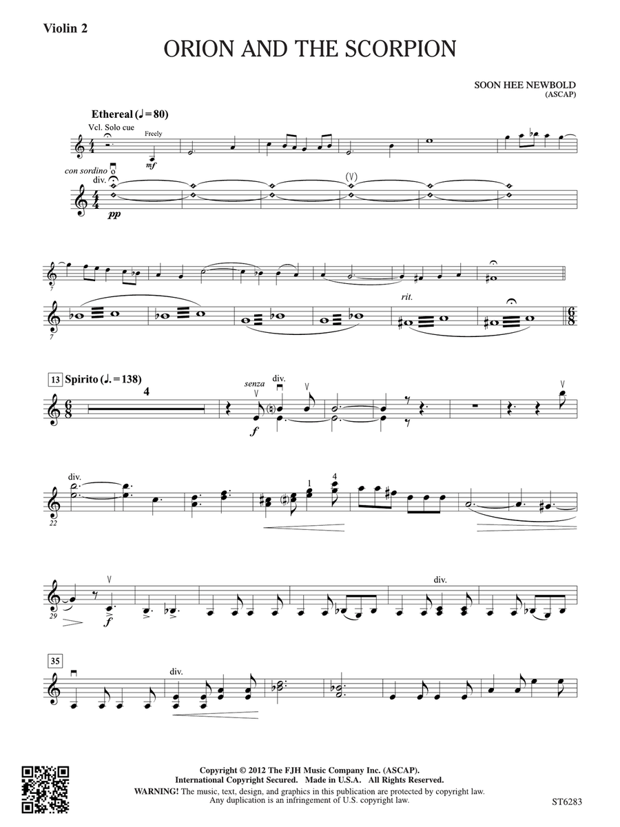 Orion and the Scorpion: Violin 2 Violin scores gallery preview page 1