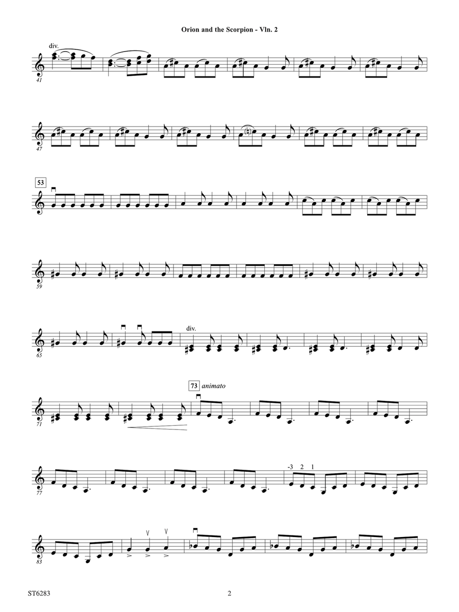 Orion and the Scorpion: Violin 2 Violin scores gallery preview page 2