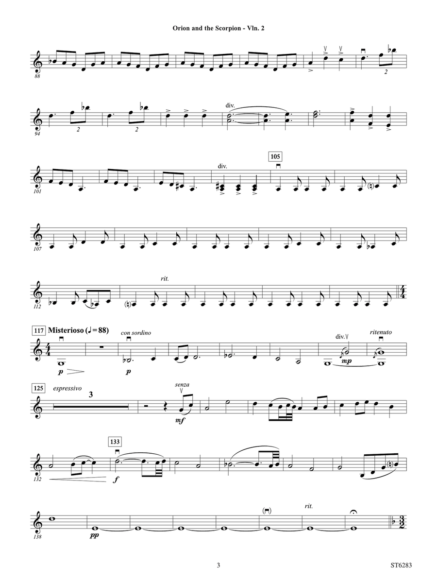 Orion and the Scorpion: Violin 2 Violin scores gallery preview page 3