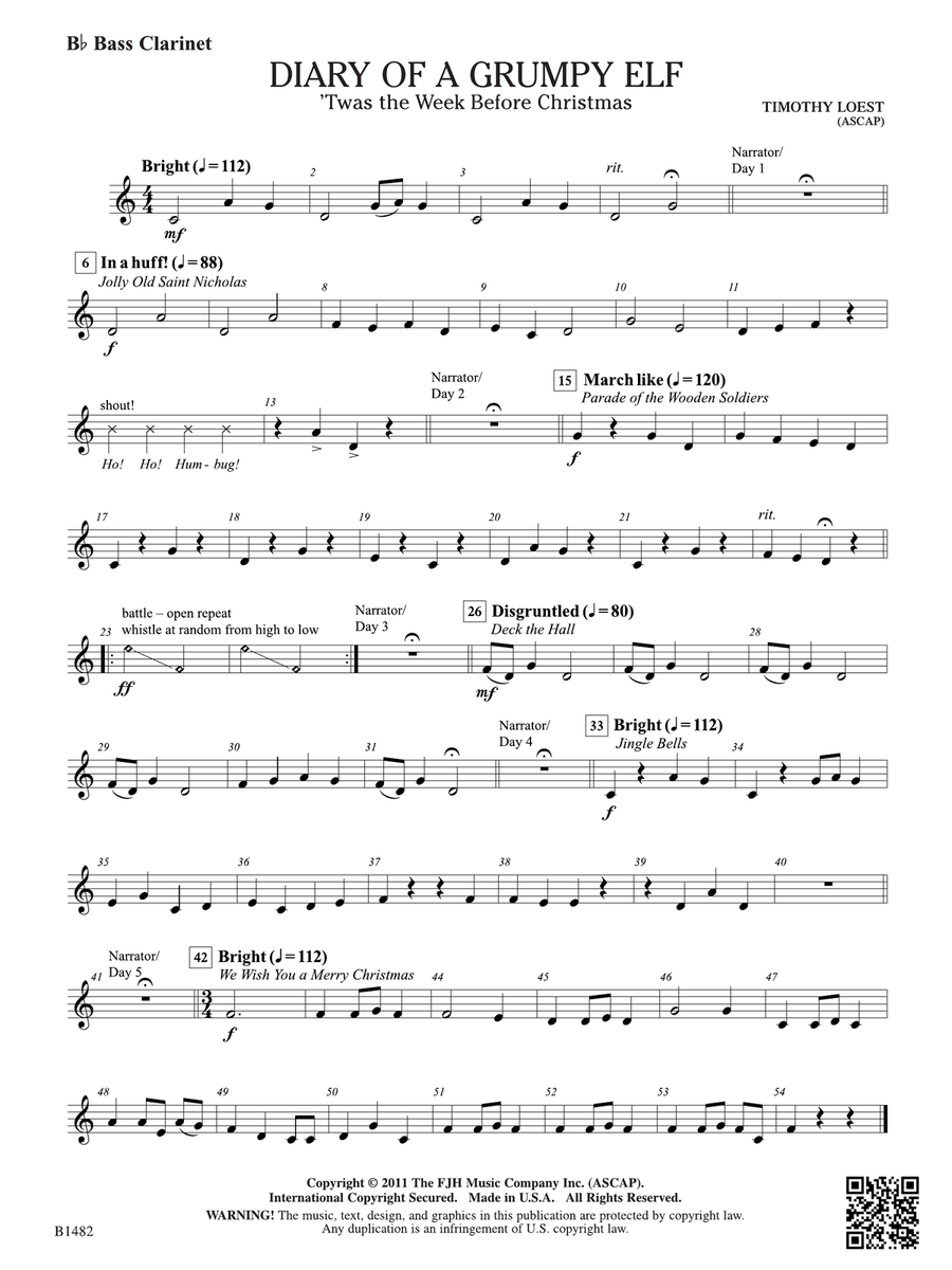 Diary of a Grumpy Elf: B-flat Bass Clarinet Bass Clarinet scores gallery preview page 1