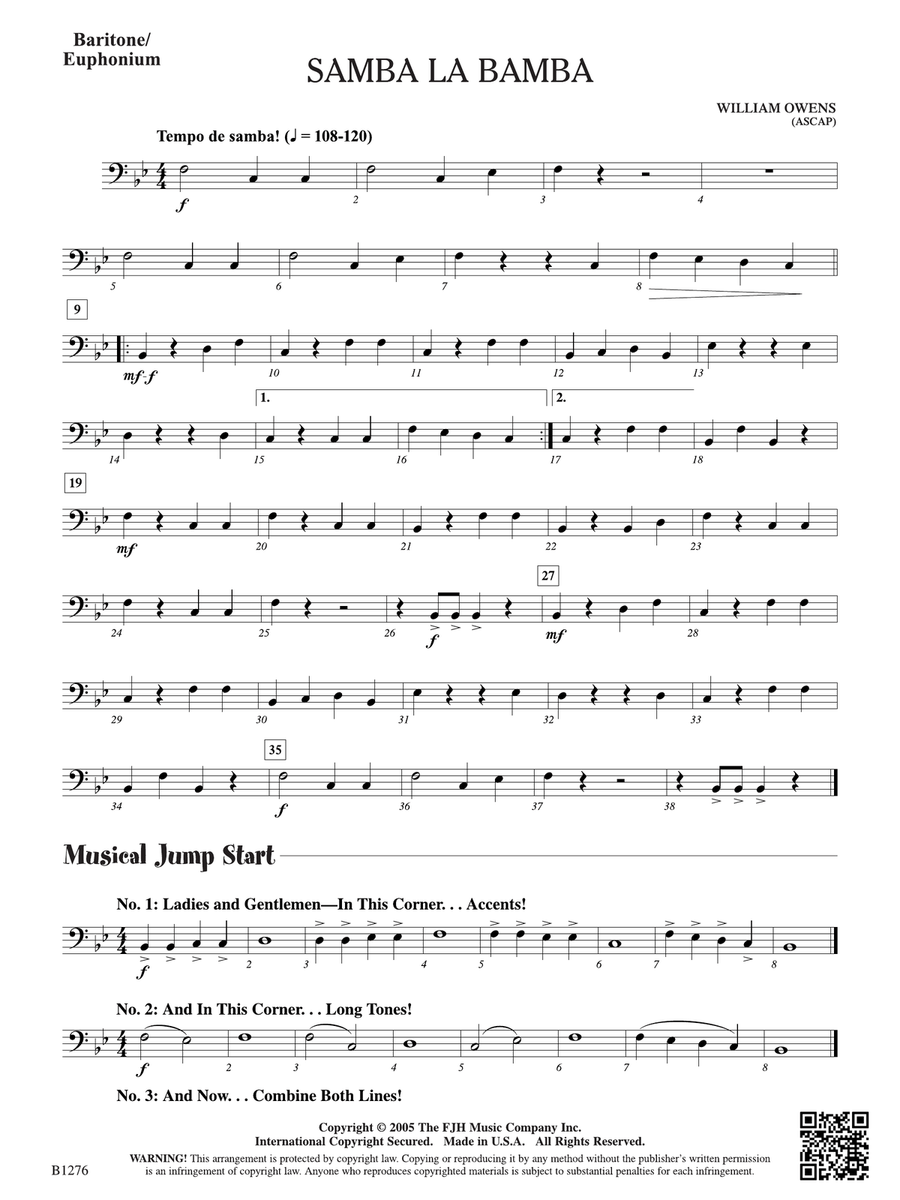 Samba La Bamba: Baritone/Euphonium Baritone Horn scores gallery preview page 1