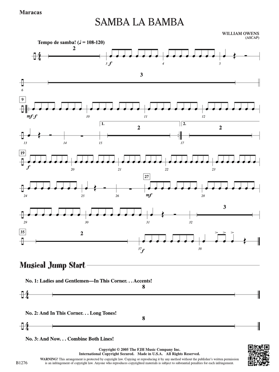 Samba La Bamba: Maracas Samba La Bamba: Maracas Part scores gallery preview page 1