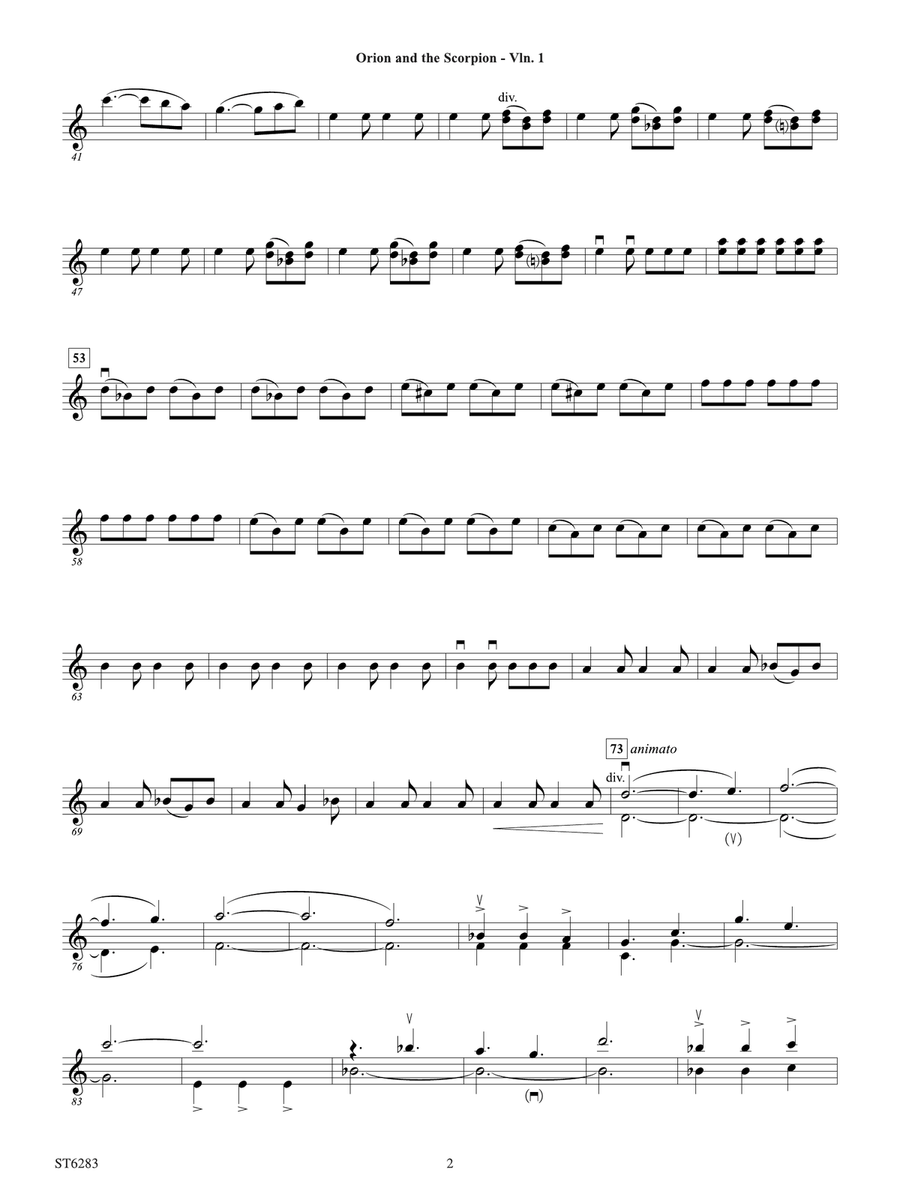 Orion and the Scorpion: Violin 1 Violin scores gallery preview page 2