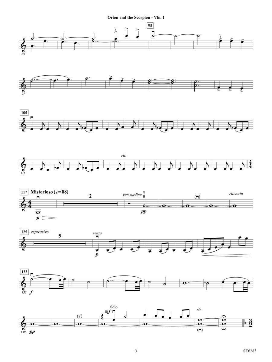 Orion and the Scorpion: Violin 1 Violin scores gallery preview page 3