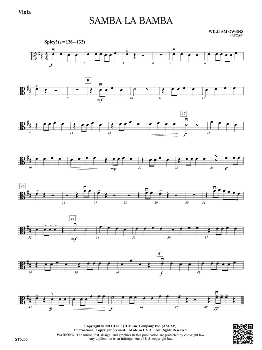 Samba La Bamba: Viola Samba La Bamba: Viola Viola scores gallery preview page 1